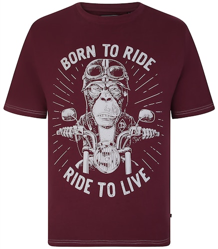 KAM Born to Ride Print T-Shirt Plum